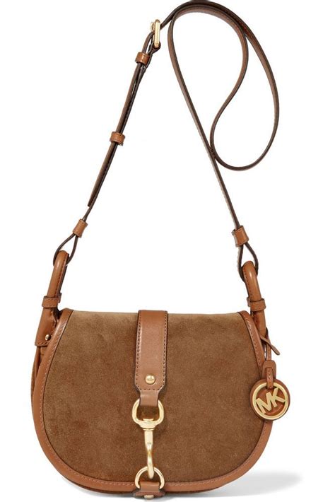 Michael Kors Jamie Saddle Bag Large Suede Crossbody 